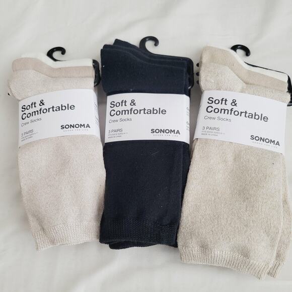Sonoma Goods For Life Crew Socks Womens 9-11 9 Pairs Soft Comfortable - Picture 1 of 5